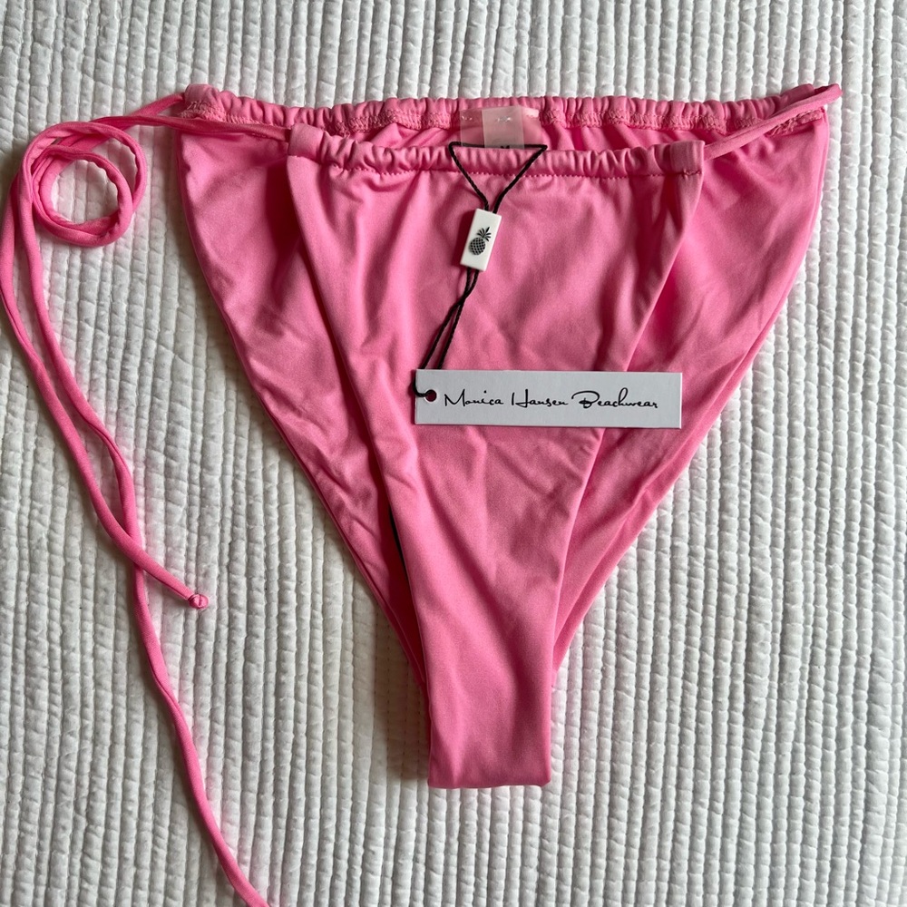 MONICA HANSEN Beachwear Bond Girl Side Tie String Bikini Bottom (Pink Panther)